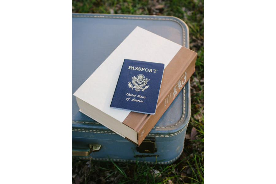 A passport on a travel case
