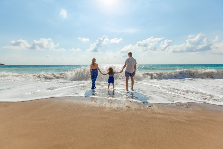 A family on a beach